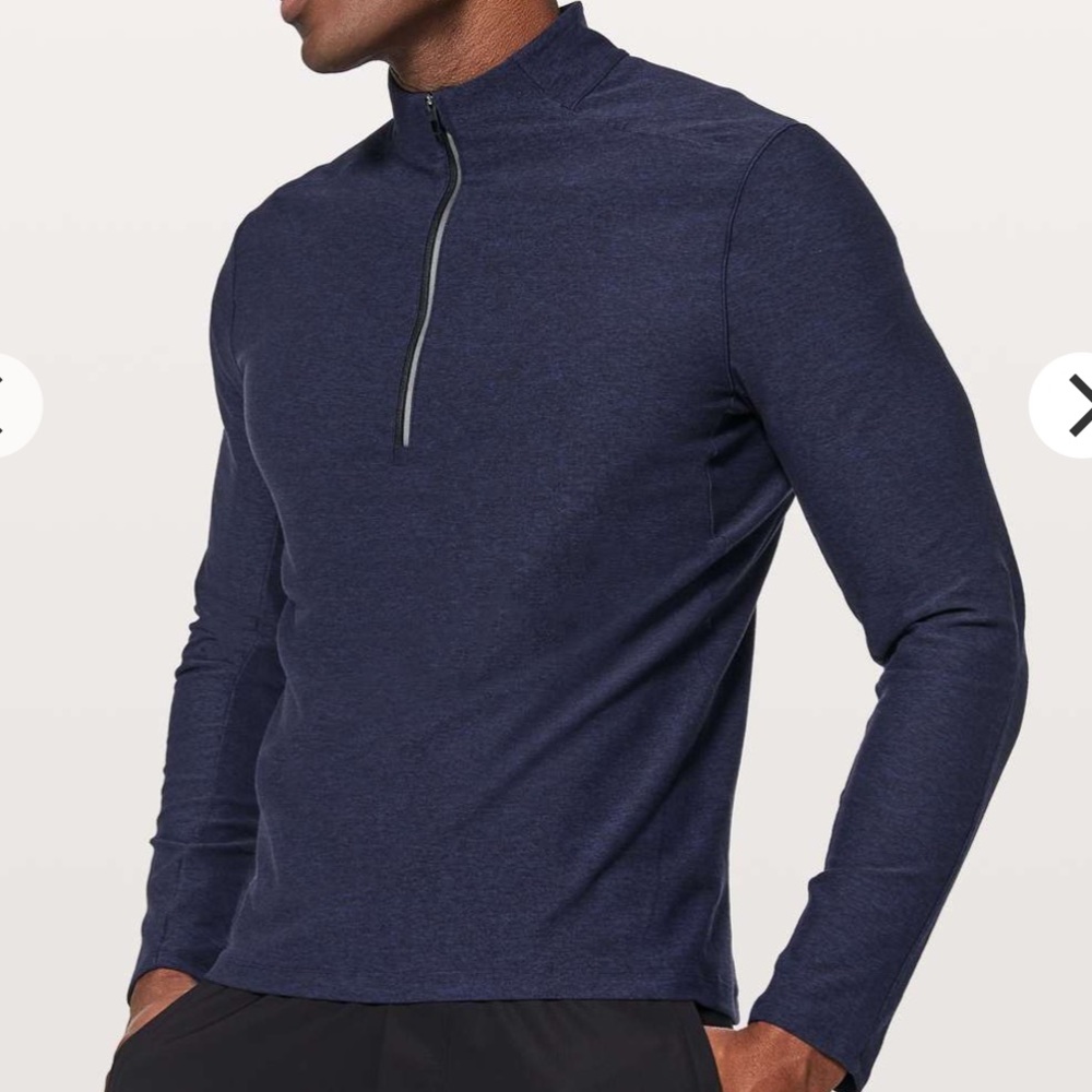 Lululemon Surge Warm 1/2 Zip Heathered Hero Blue / Black Size Medium